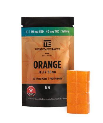 1:1 Orange Jelly Bomb | Sativa | 1:1 40MG | Twisted Extracts