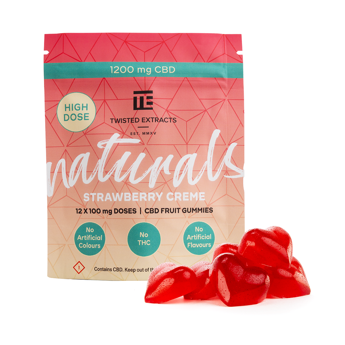 Strawberry Creme CBD Gummies | 1200mg | Twisted Naturals
